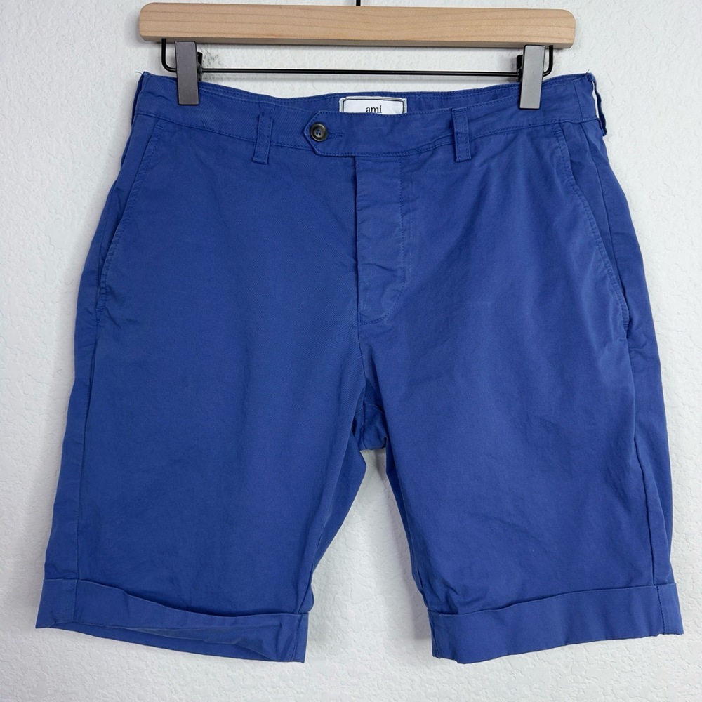 Ami Alexandre Mattiussi Shorts Mens S/38  Blue Button Fly‎ Chino Coastal Napoli